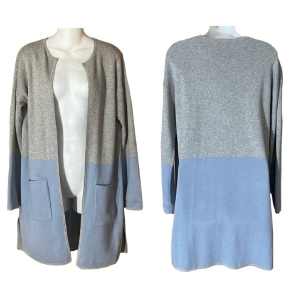 Ann Taylor Factory Colorblock Open Cardigan Sweater 100% Cotton Size Small NWOT